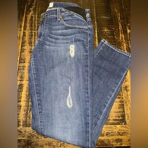 MATERNITY- PAIGE Blue Distressed Skinny Jeans - 29
